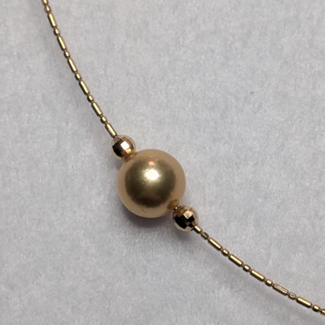 K18YG アコヤ真珠ゴールデンカラー(トリート) オメガネックレス