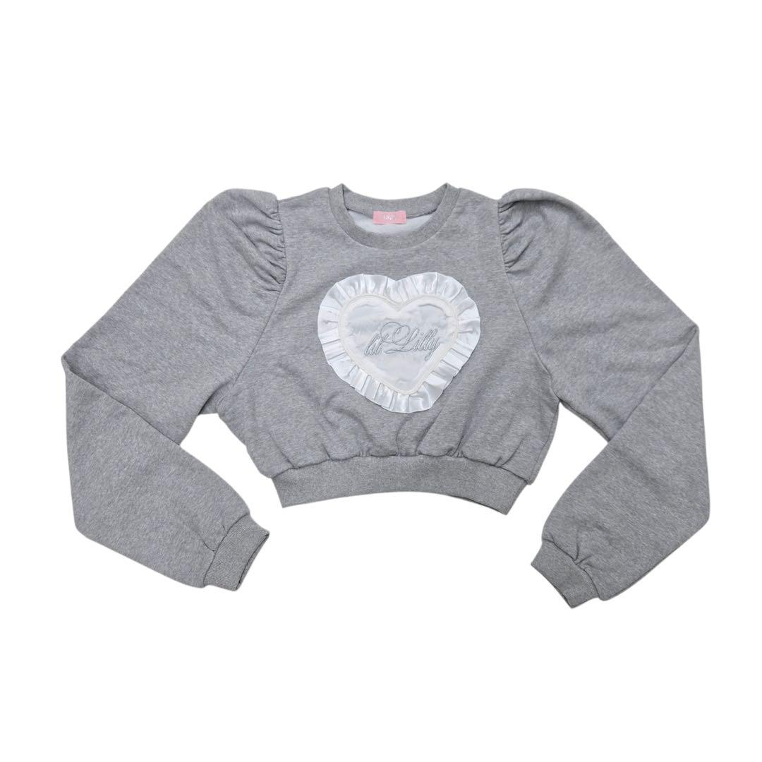 y*a様 ハートフリルスウェットトップス　グレー　lillilly