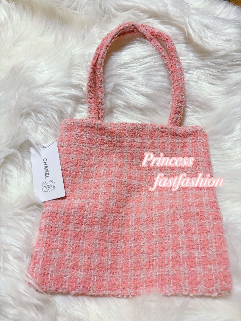 キ*ン様 シャネル CHANEL ピンク ラメ ツイード トートバッグ