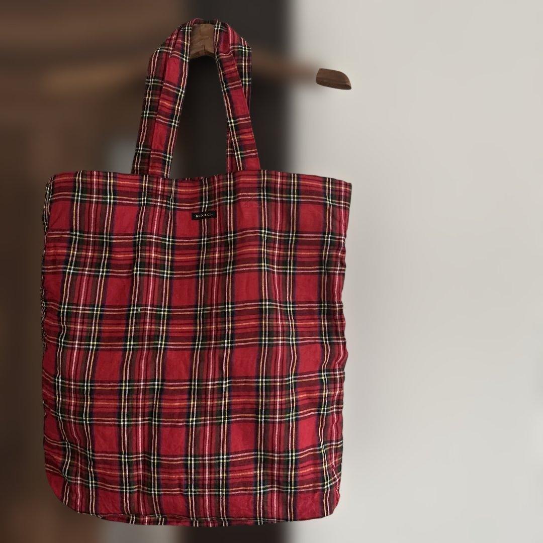 R&D レッドチェック トートバッグ