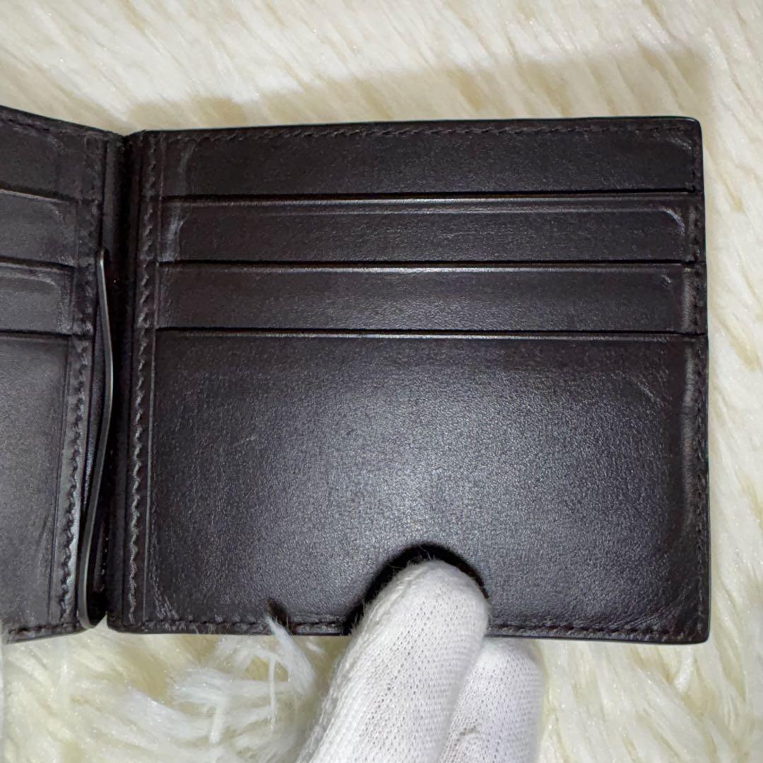 美品 BOTTEGA VENETA イントレチャート マネークリップ 折り財布