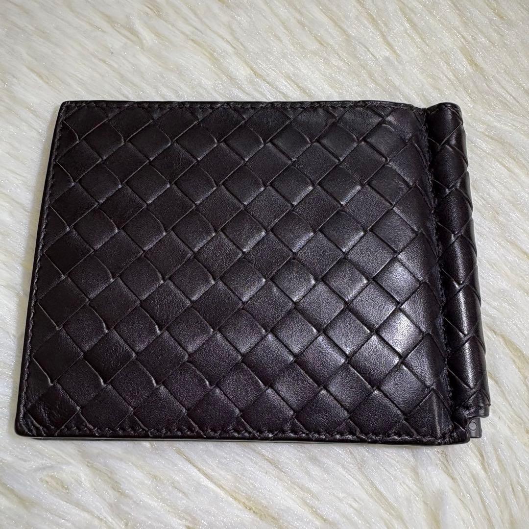 美品 BOTTEGA VENETA イントレチャート マネークリップ 折り財布