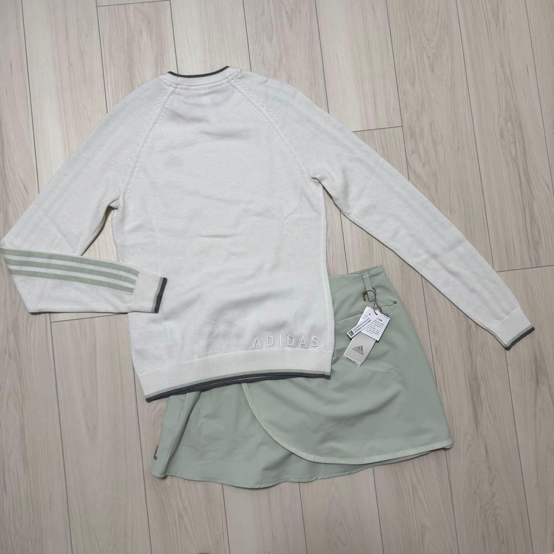 アディダス レディース ゴルフ セットアップ 長袖 セーター 巻きスカート 新品