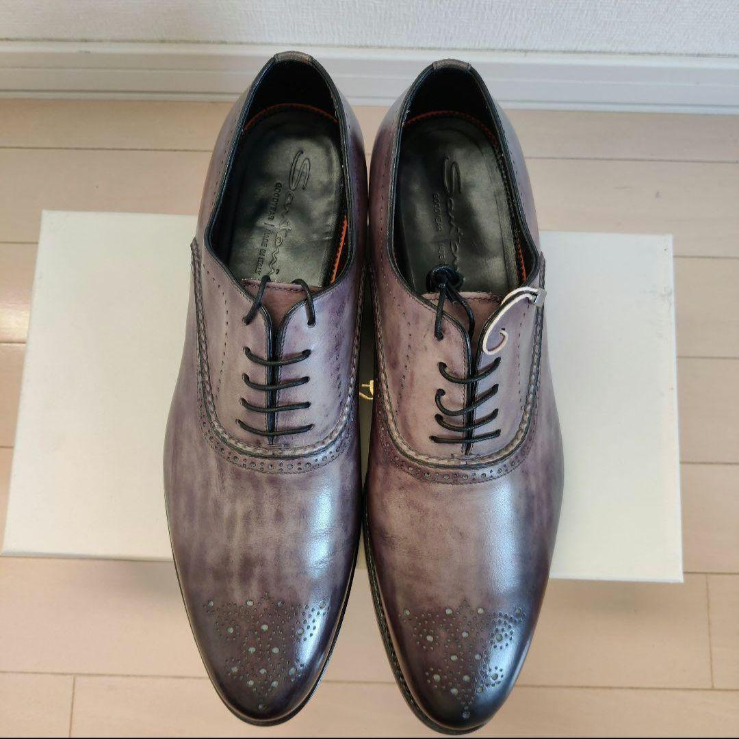 Santoni プレーントゥ+ウィングチップ グレー 8.5/27.2