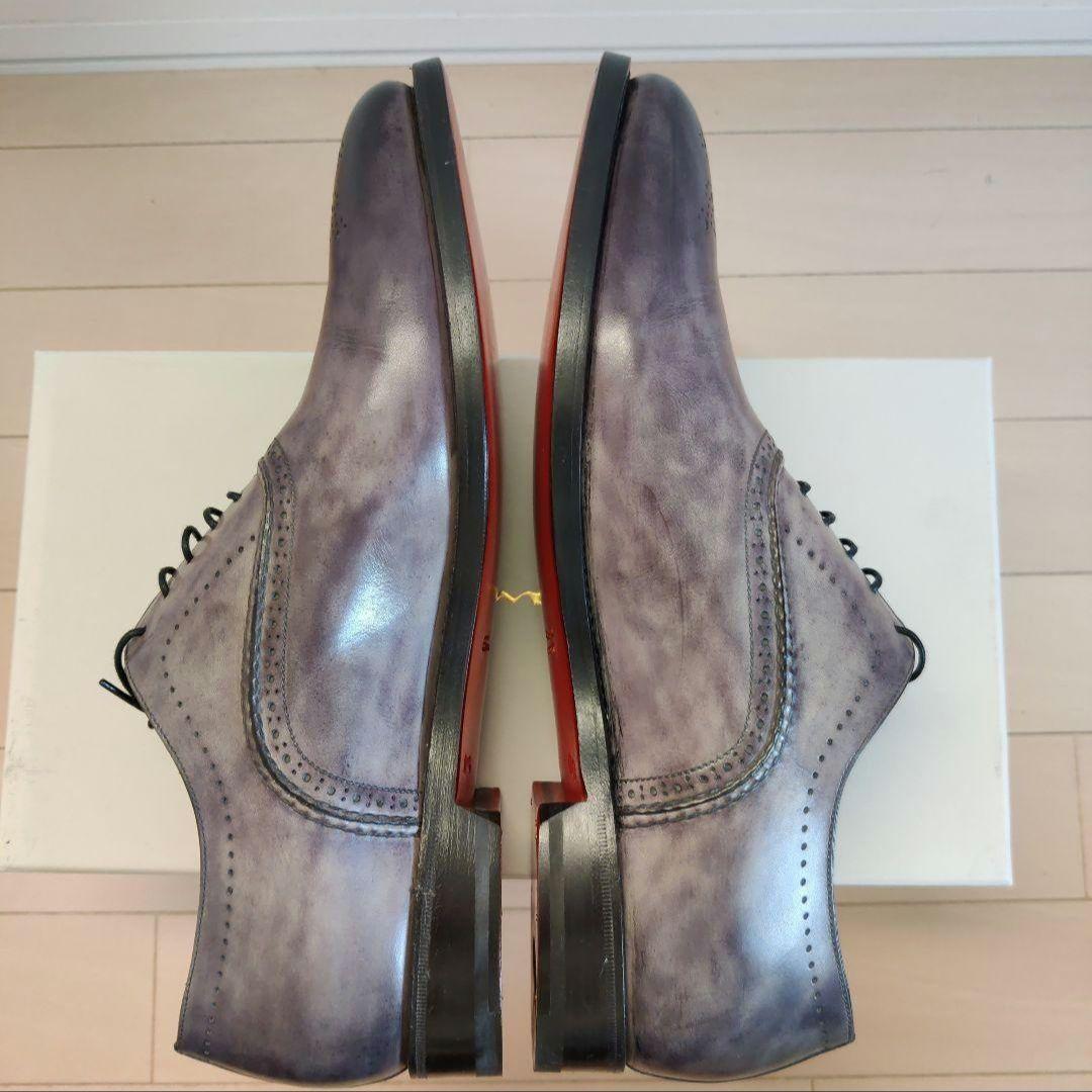 Santoni プレーントゥ+ウィングチップ グレー 8.5/27.2