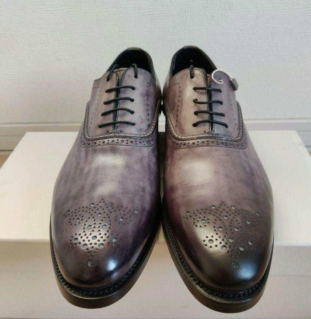 Santoni プレーントゥ+ウィングチップ グレー 8.5/27.2