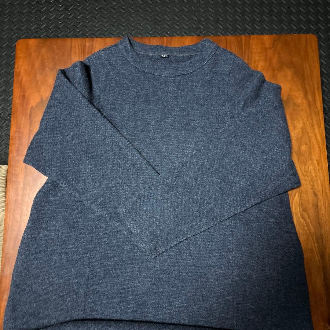 45R ジャージフラノ　ワンピース　ネイビー　フリーサイズ