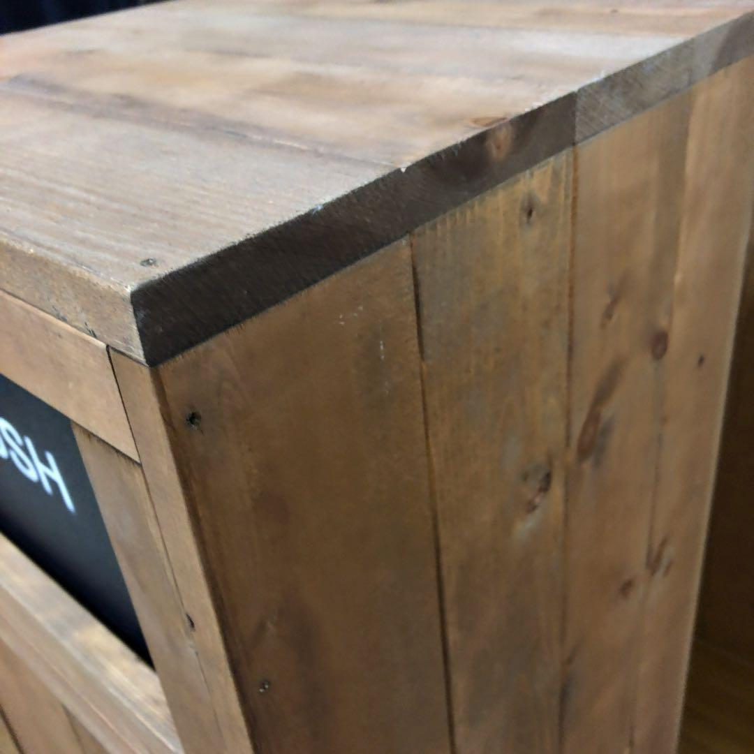 ウッド　ダストボックス 700×400 内ゴミ箱付45ℓ ゴミ箱　木目　レトロ