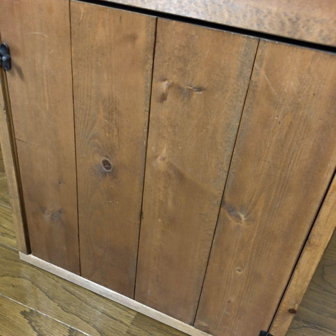 ウッド　ダストボックス 700×400 内ゴミ箱付45ℓ ゴミ箱　木目　レトロ