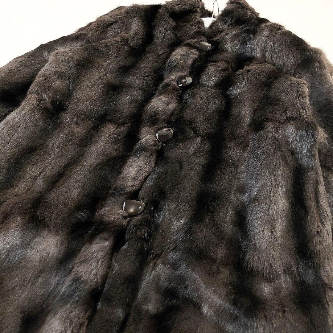 リバーシブルリスファーコート　リアルファー　毛皮　2way　グレー