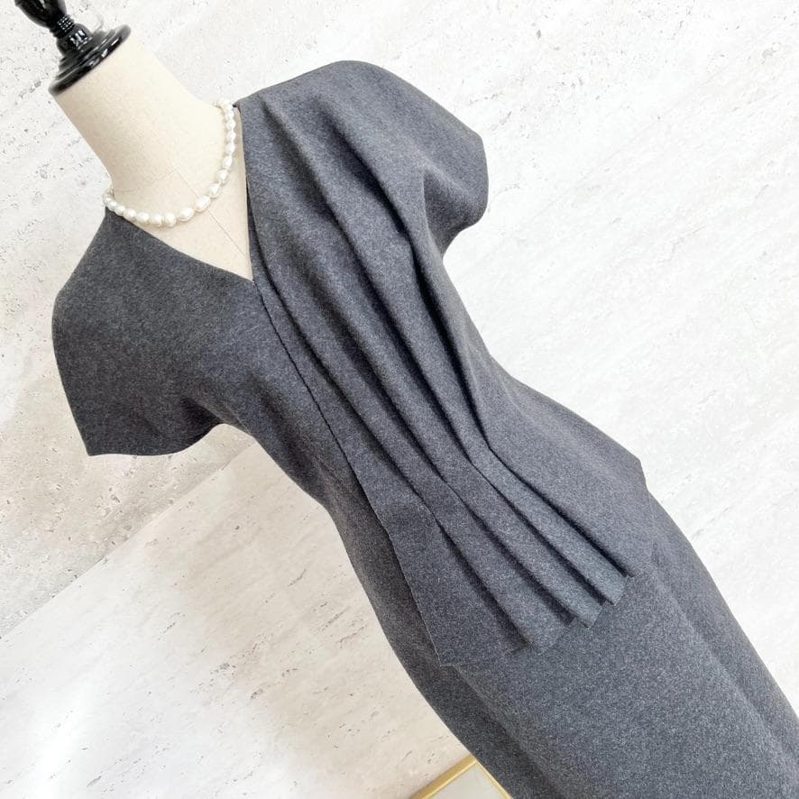 極美品★FENDI★ウール★シルク★ドレープ★ペプラム★ワンピース