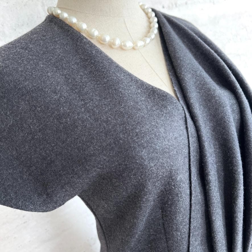 極美品★FENDI★ウール★シルク★ドレープ★ペプラム★ワンピース