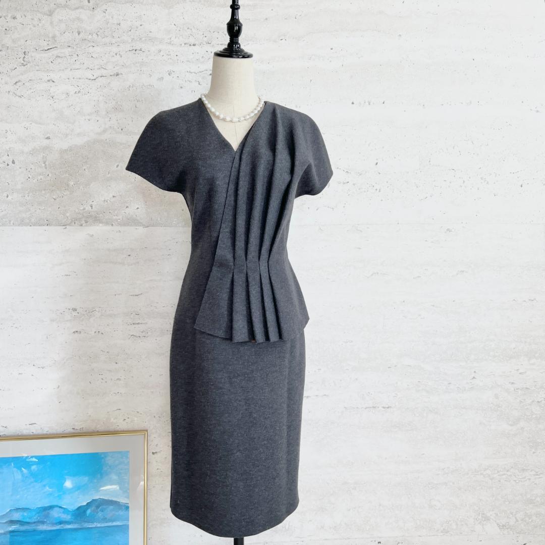 極美品★FENDI★ウール★シルク★ドレープ★ペプラム★ワンピース