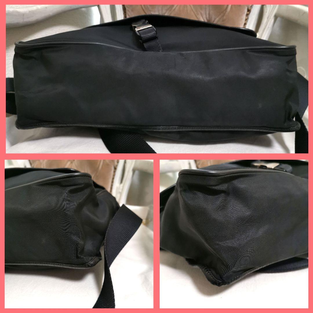 【良品】プラダPRADA斜めがけショルダーバッグ黒サフィアーノ鑑定済!