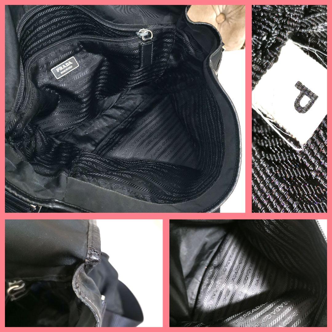 【良品】プラダPRADA斜めがけショルダーバッグ黒サフィアーノ鑑定済!