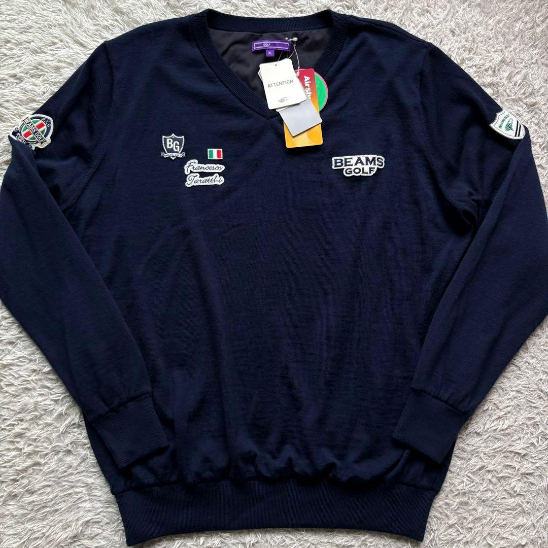 ★新品タグ付き★ BEAMS GOLF パープルレーベル ニット ワッペン XL