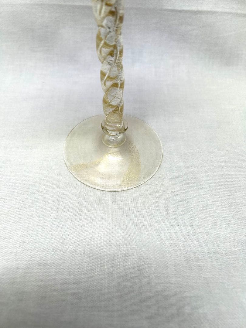 ベネチアングラスseguso青赤ストライプ ワイングラス　ヴィンテージ未使用品