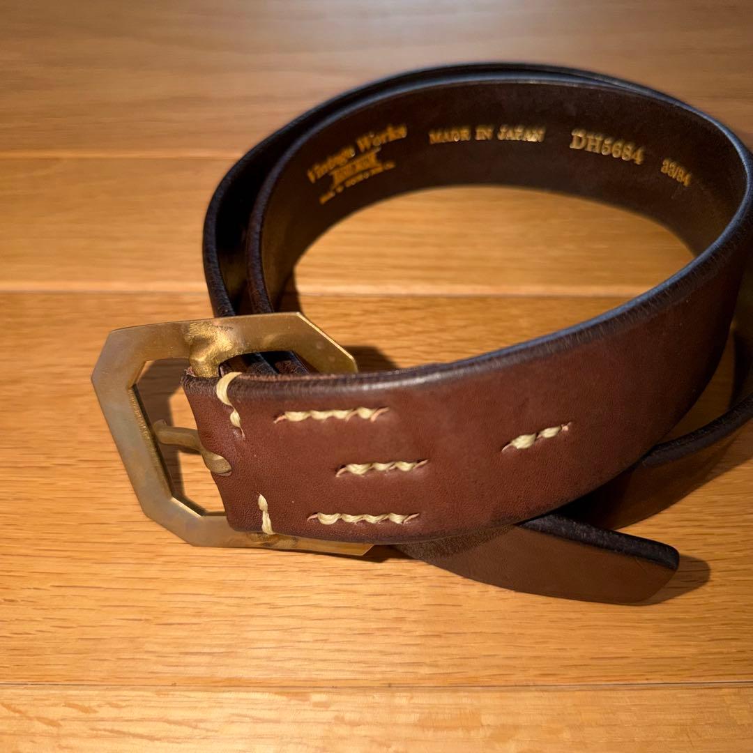 VINTAGE WORKS レザー ベルト ダークブラウン レア