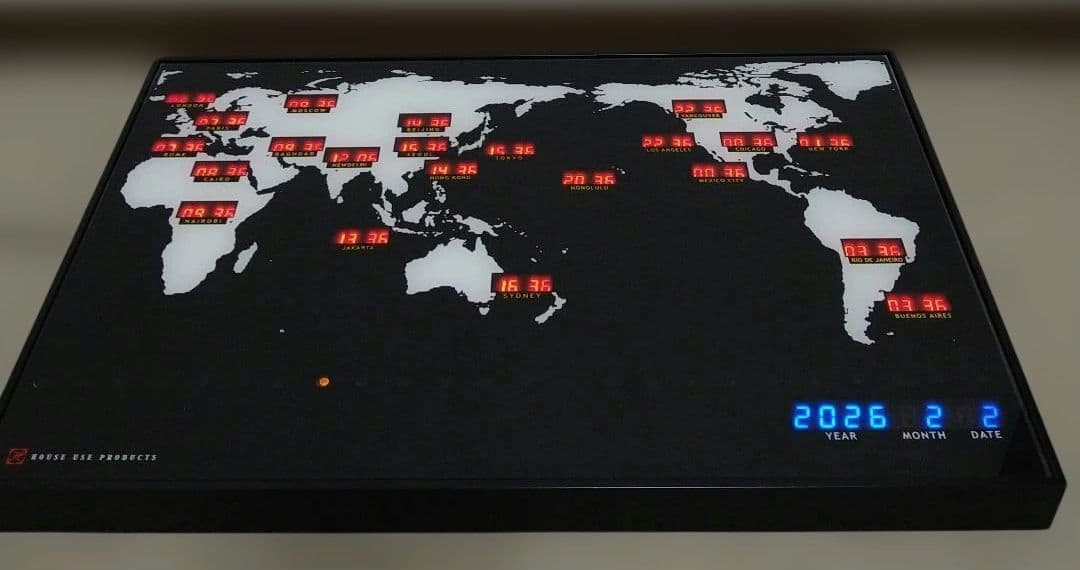 LEDデジタル式世界時計 ワールドクロック 壁掛け 22ヵ国表示