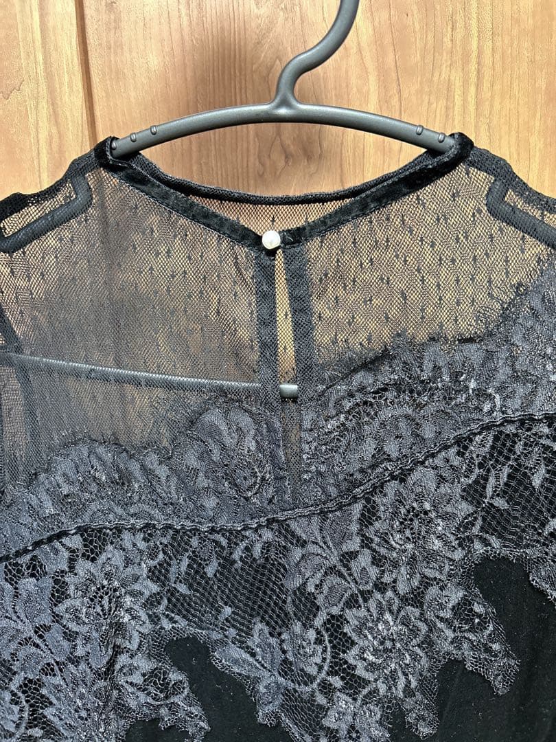 値下【美品】dot tulle panel lace velour OP/