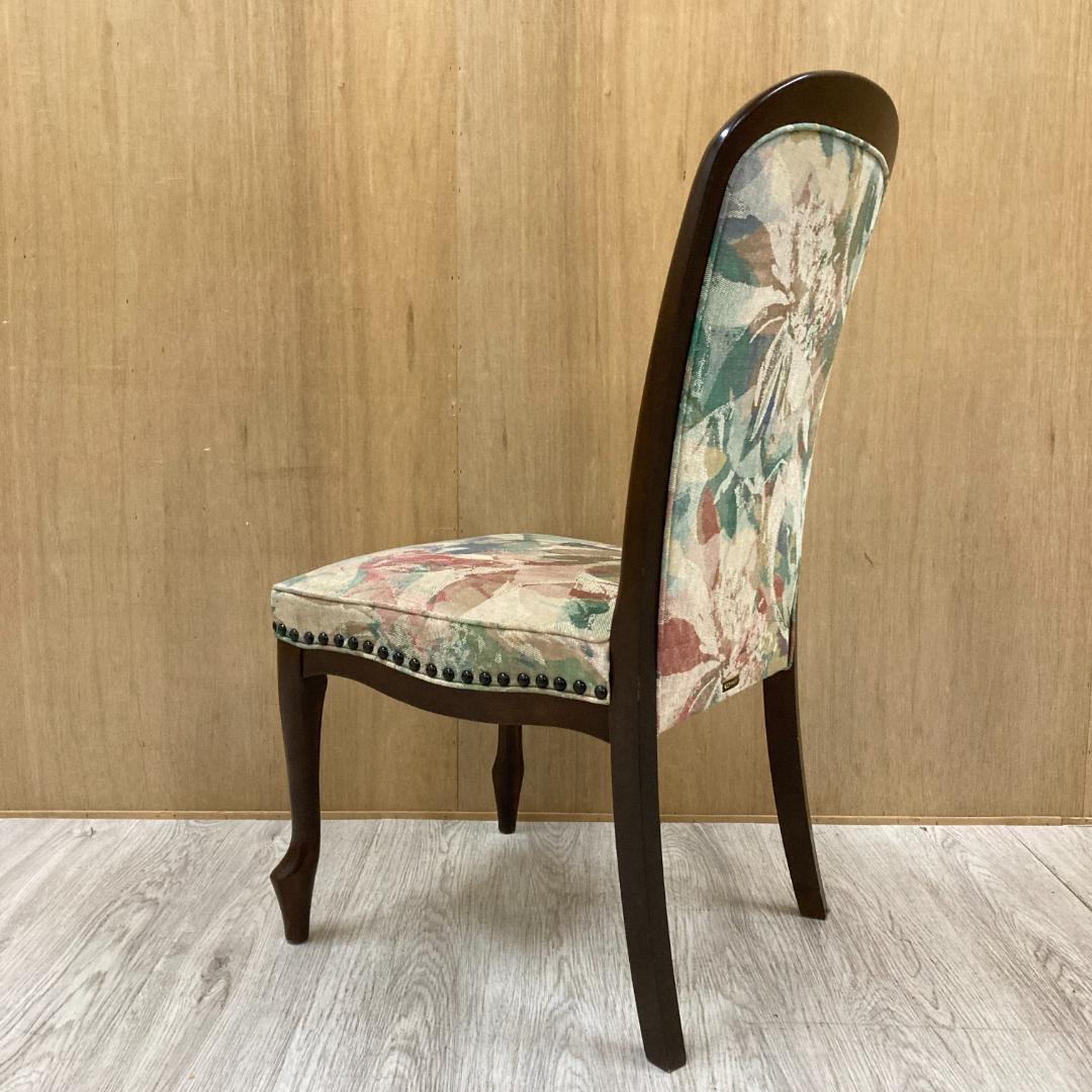 【マルニ】猫脚　ダイニングチェア　花柄　鋲打ち　椅子 A