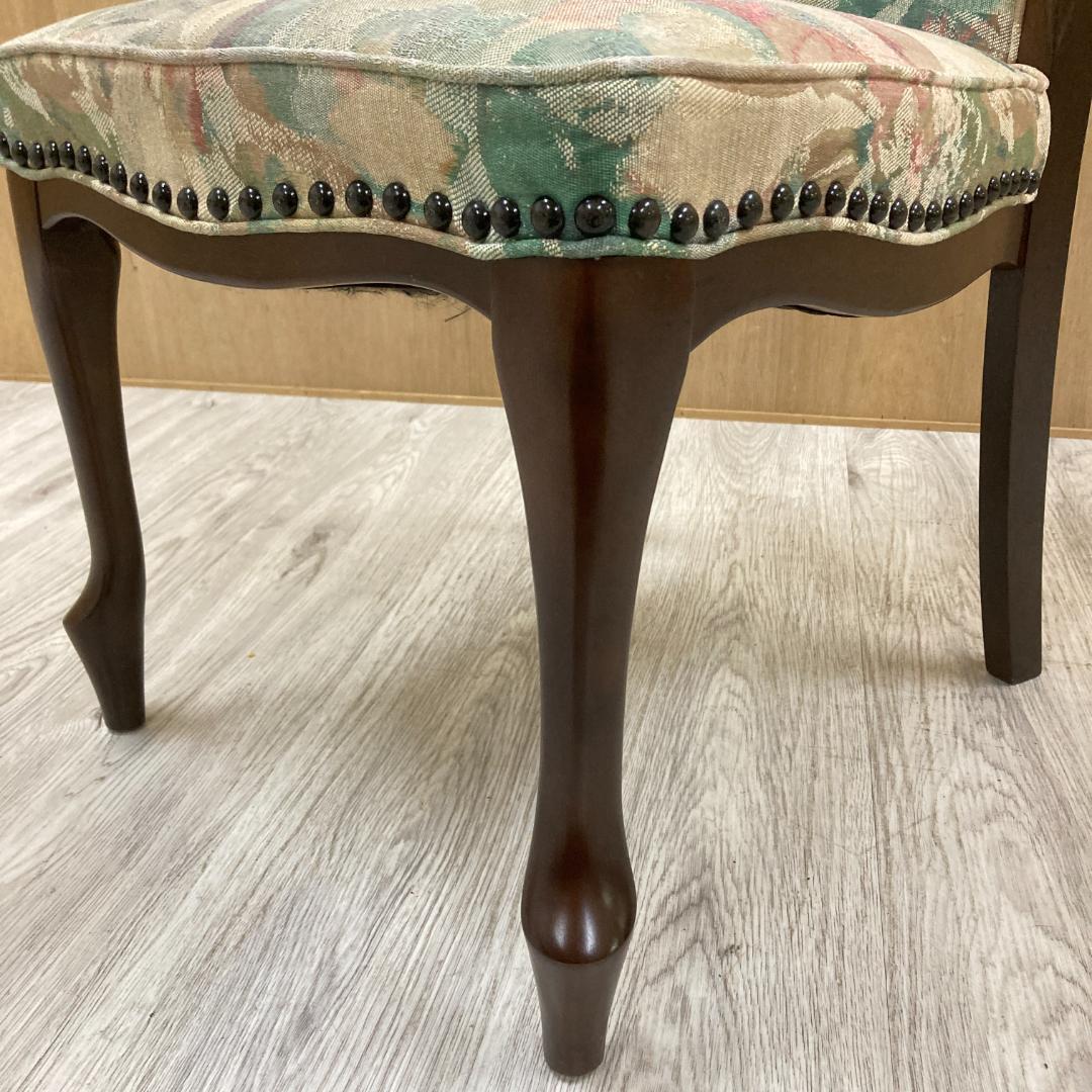 【マルニ】猫脚　ダイニングチェア　花柄　鋲打ち　椅子 A