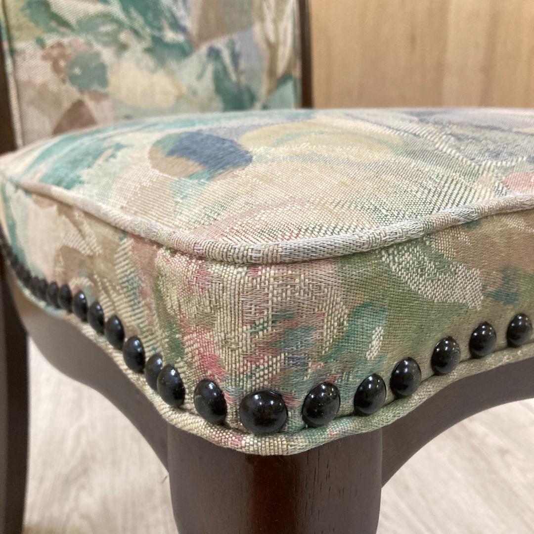 【マルニ】猫脚　ダイニングチェア　花柄　鋲打ち　椅子 A