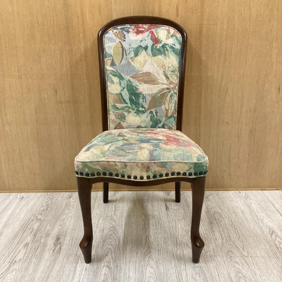 【マルニ】猫脚　ダイニングチェア　花柄　鋲打ち　椅子 A