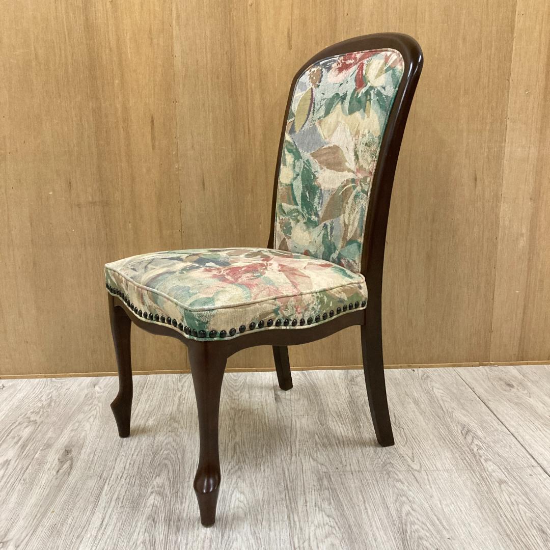 【マルニ】猫脚　ダイニングチェア　花柄　鋲打ち　椅子 A