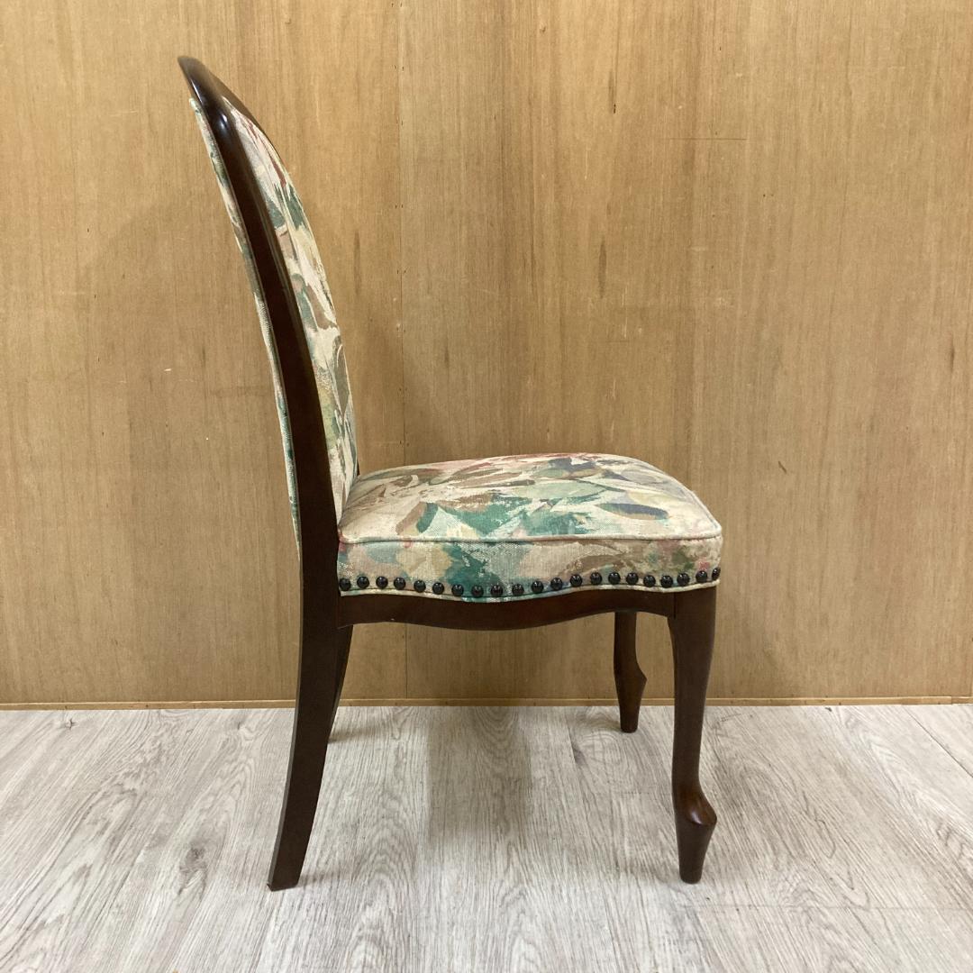 【マルニ】猫脚　ダイニングチェア　花柄　鋲打ち　椅子 A