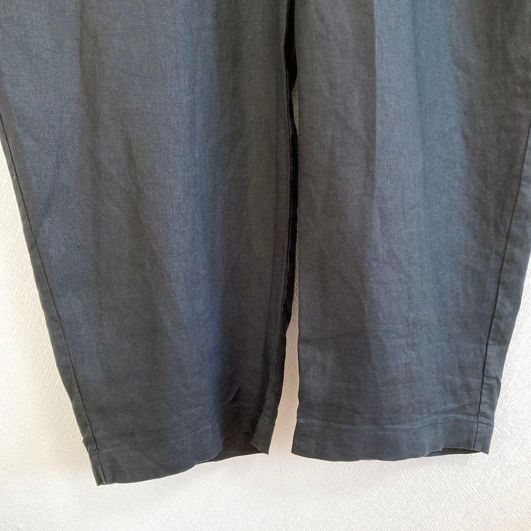 2023✨ かぐれ　リネン100%　長袖　オールインワン　黒　F