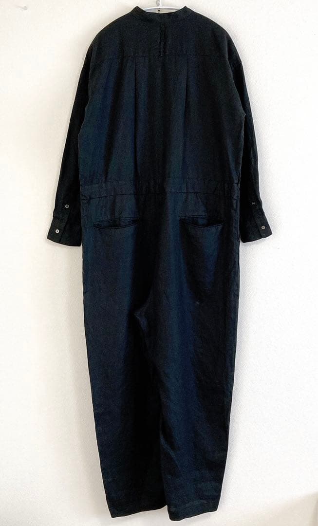 2023✨ かぐれ　リネン100%　長袖　オールインワン　黒　F