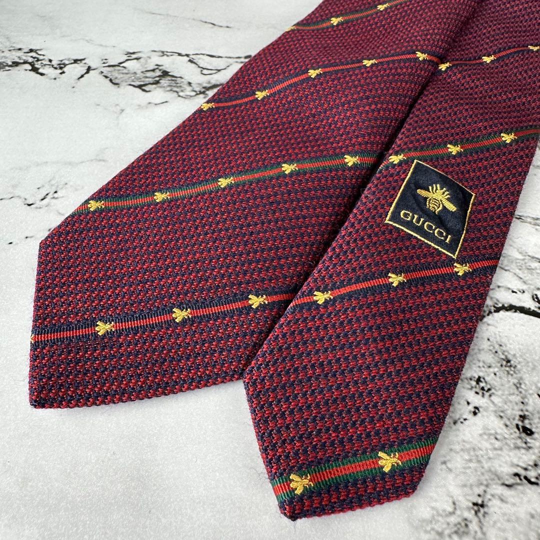 未使用級✨GUCCI 高級ネクタイ ビー ストライプ 7cm
