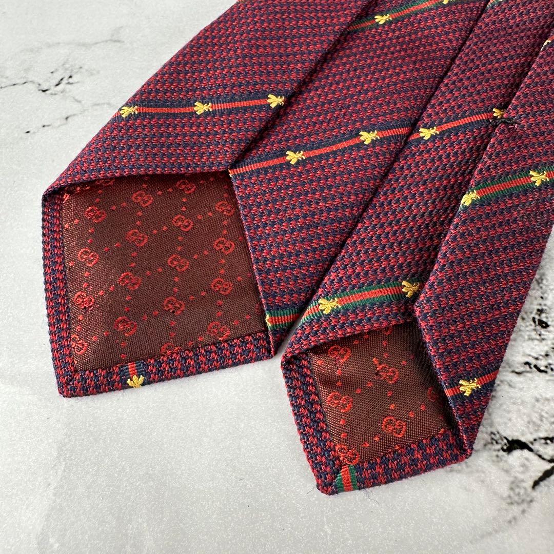 未使用級✨GUCCI 高級ネクタイ ビー ストライプ 7cm