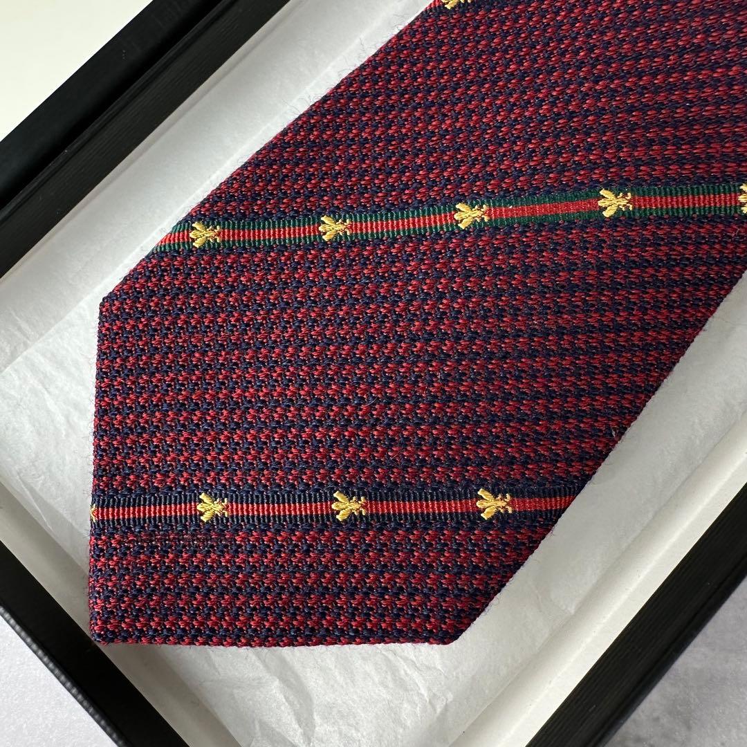 未使用級✨GUCCI 高級ネクタイ ビー ストライプ 7cm
