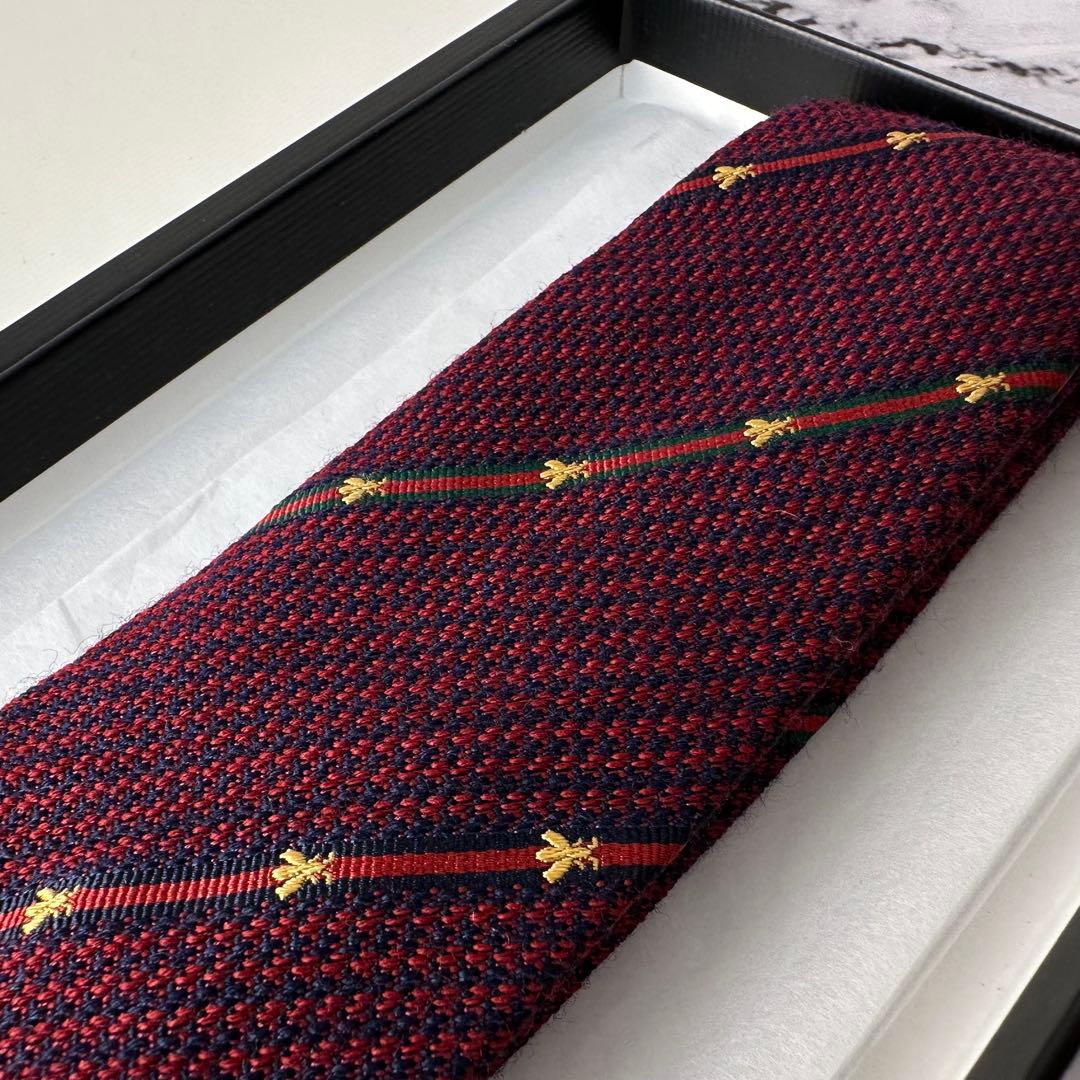 未使用級✨GUCCI 高級ネクタイ ビー ストライプ 7cm