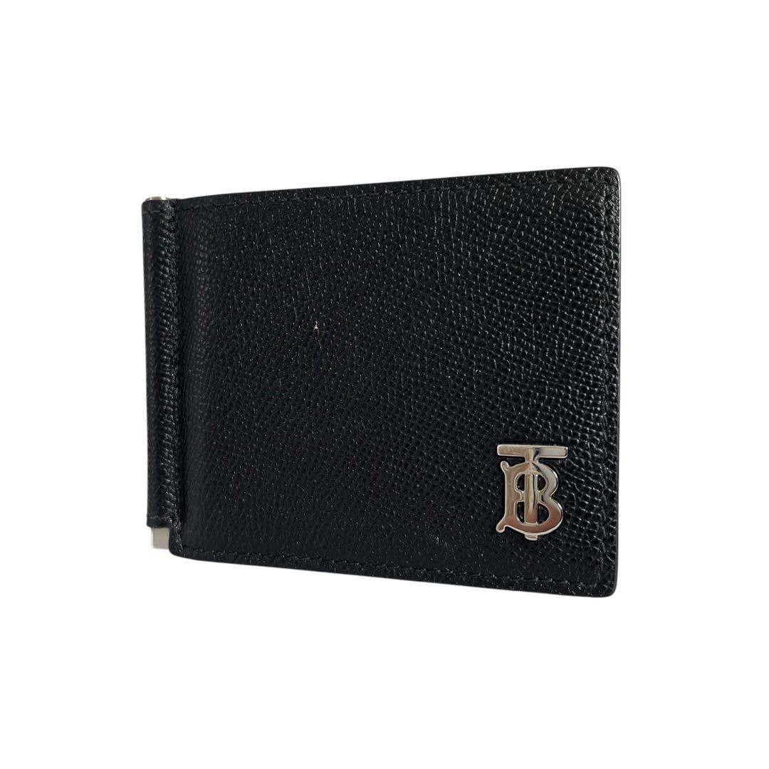 【レア】バーバリー　TBロゴ　マネークリップ　財布　二つ折り　レザー