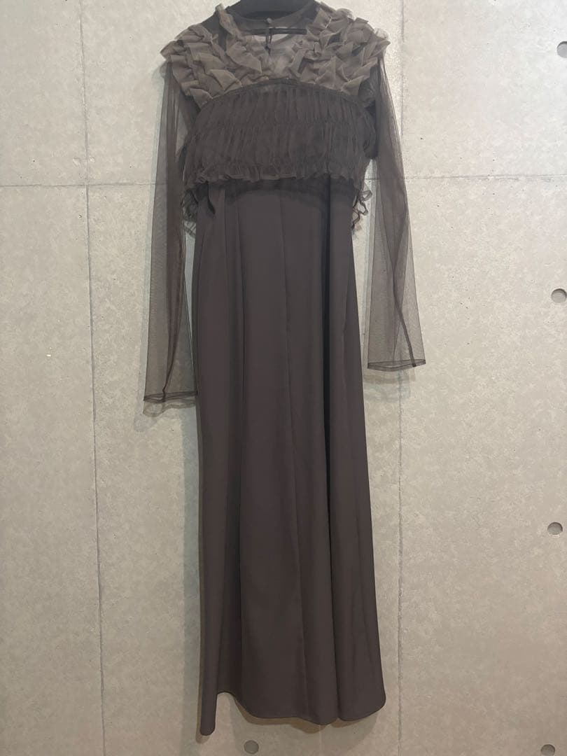 【kana】チュール ボリューム フリル ベスト シアー トップス ワンピース