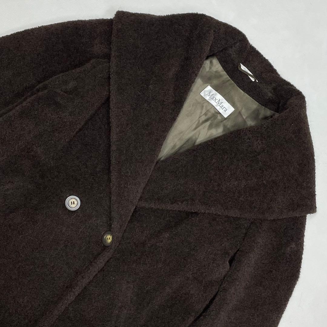 美品 MAX MARA マックスマーラ アルパカ ビッグカラー ロングコート