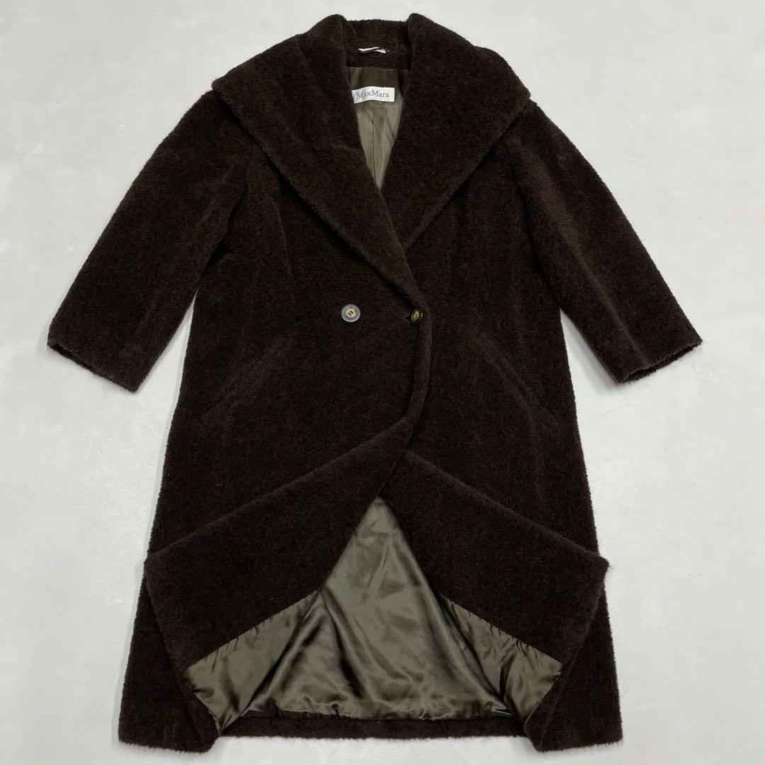 美品 MAX MARA マックスマーラ アルパカ ビッグカラー ロングコート
