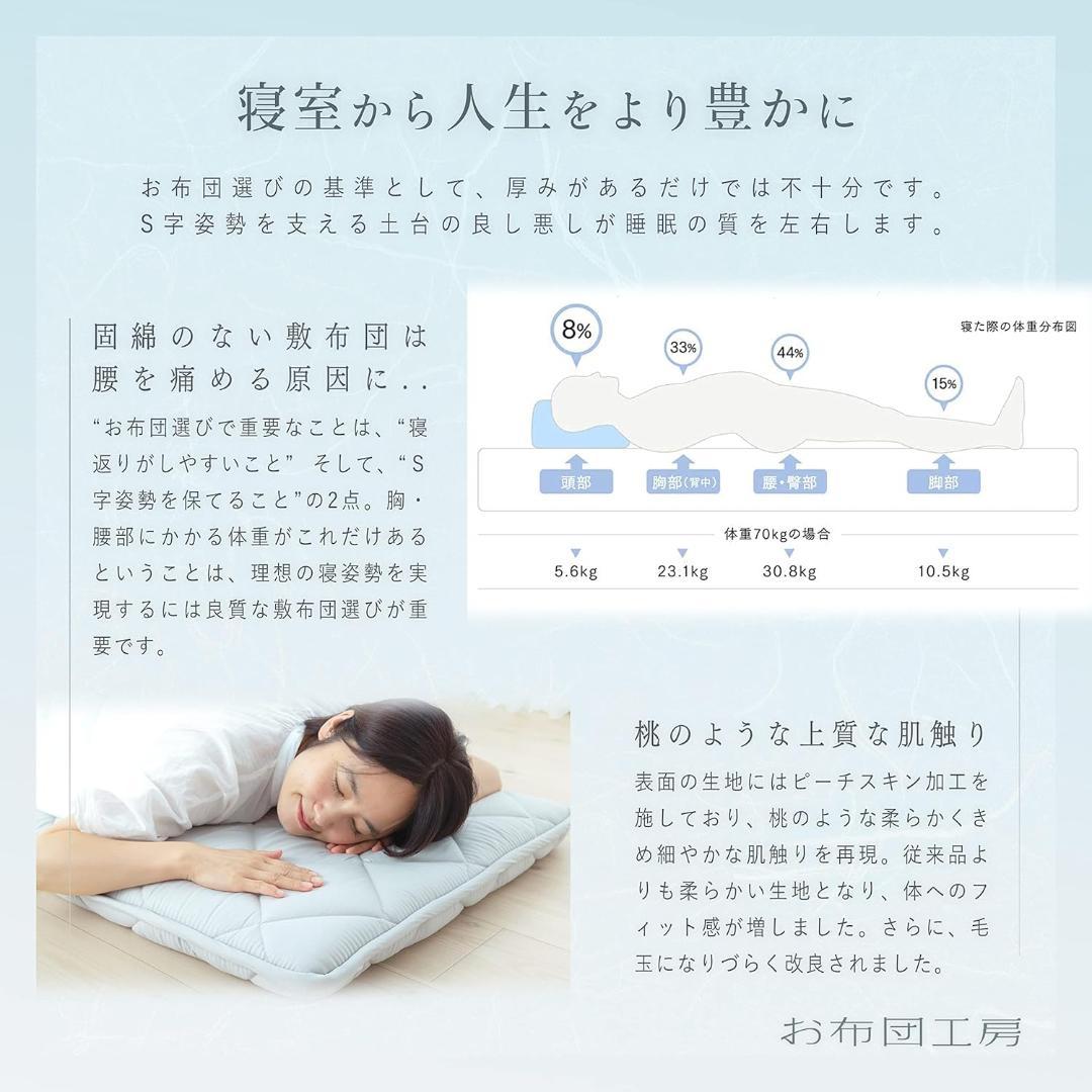 お布団工房 敷布団 寧々 シングル 高反発 腰ラク 100×200cm グレー