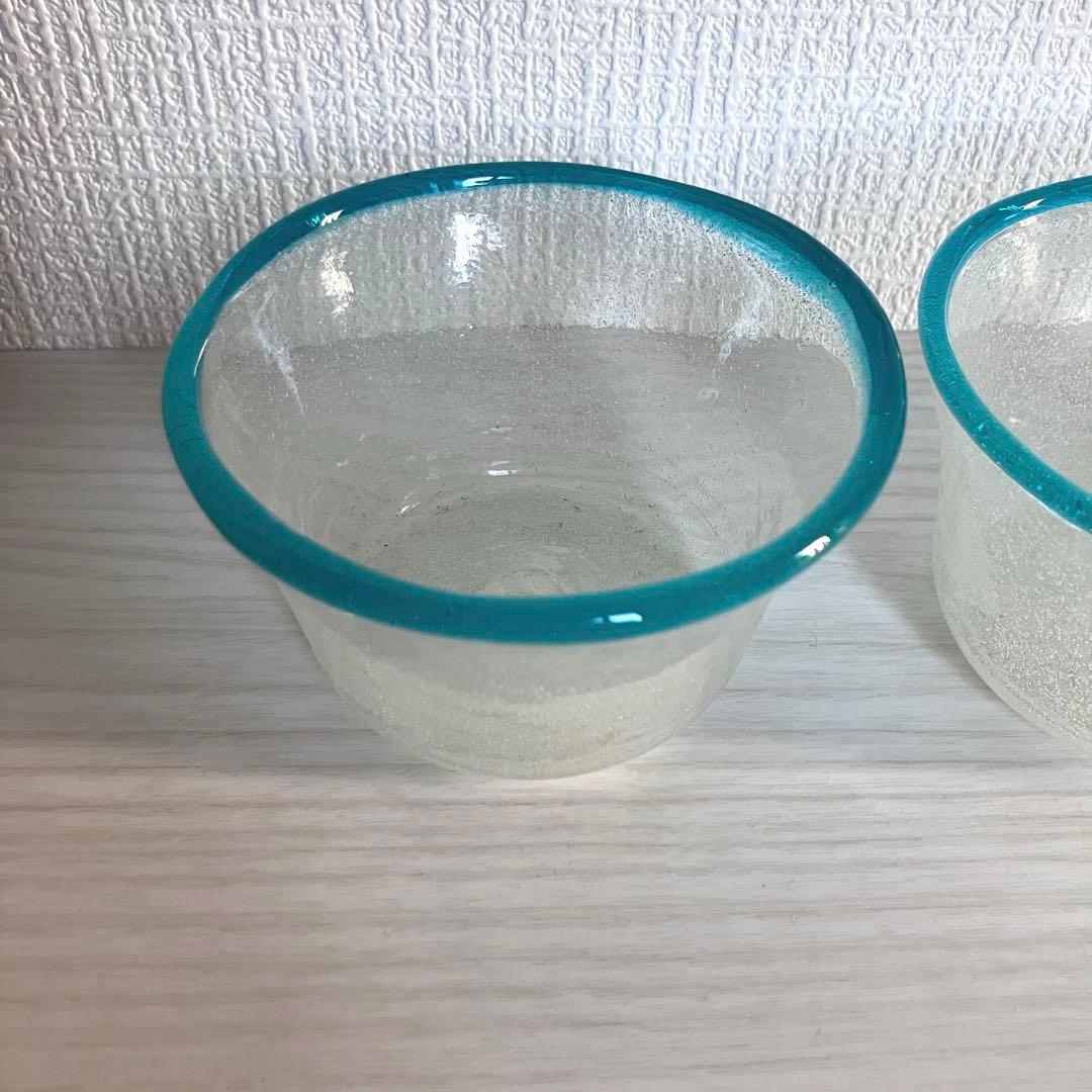 b*n様 【倉敷ガラス】小谷眞三 翠フチ泡小鉢3点セット