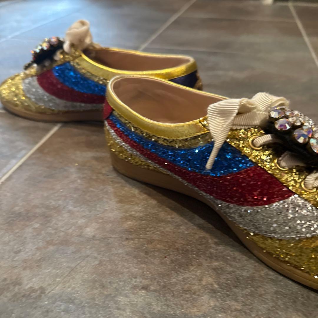 GUCCI グリッタースニーカーハートビジュー スニーカー