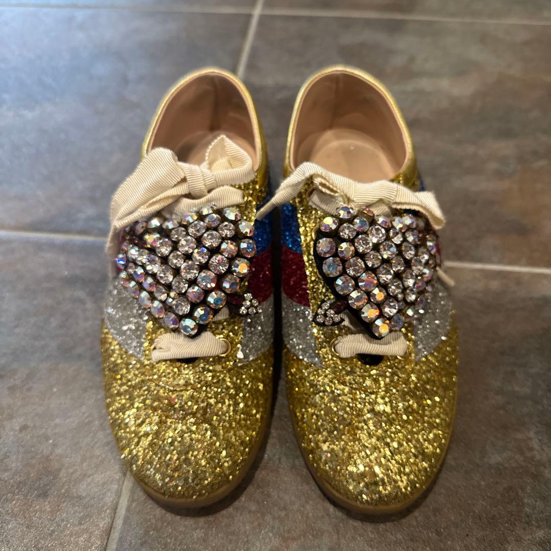 GUCCI グリッタースニーカーハートビジュー スニーカー