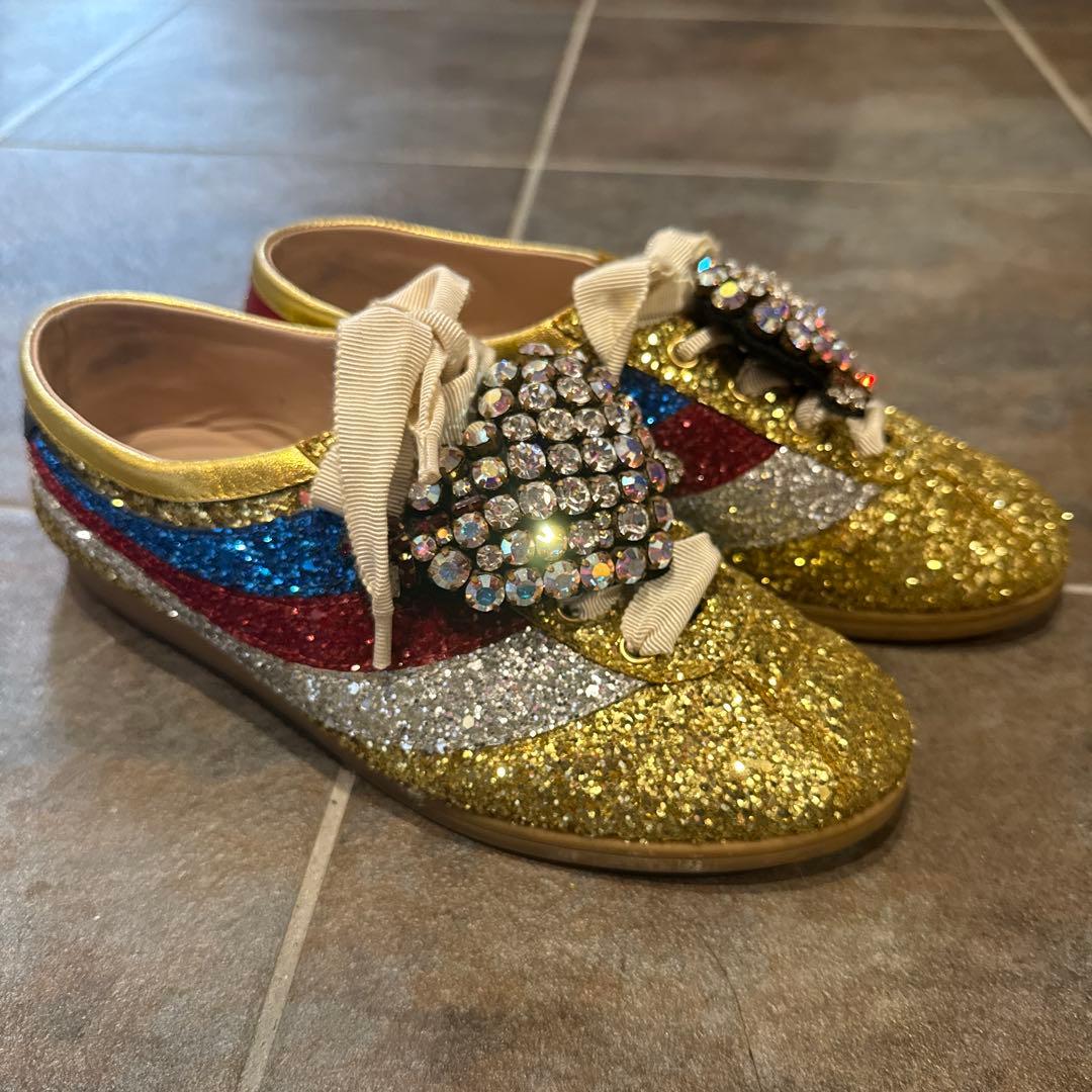 GUCCI グリッタースニーカーハートビジュー スニーカー