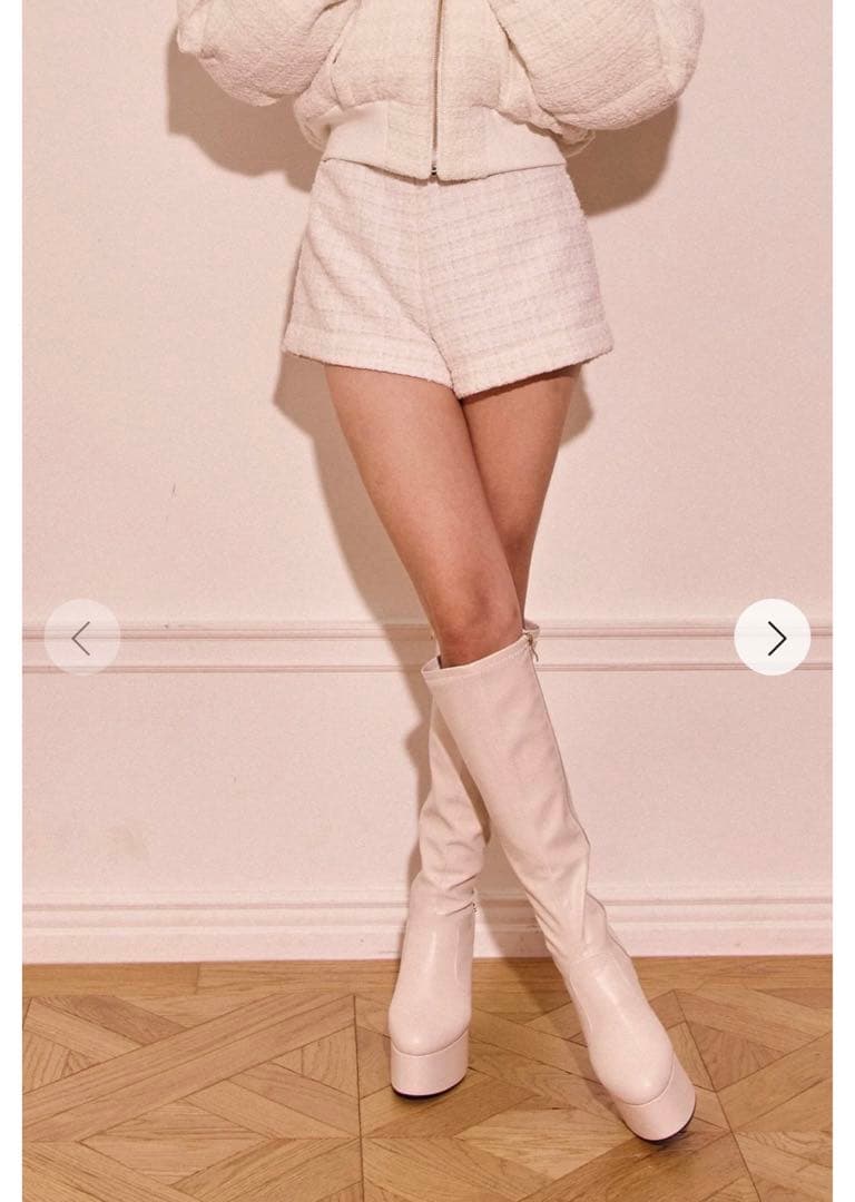 新品タグ付き Randy ベロアツイードショートパンツ ホワイト