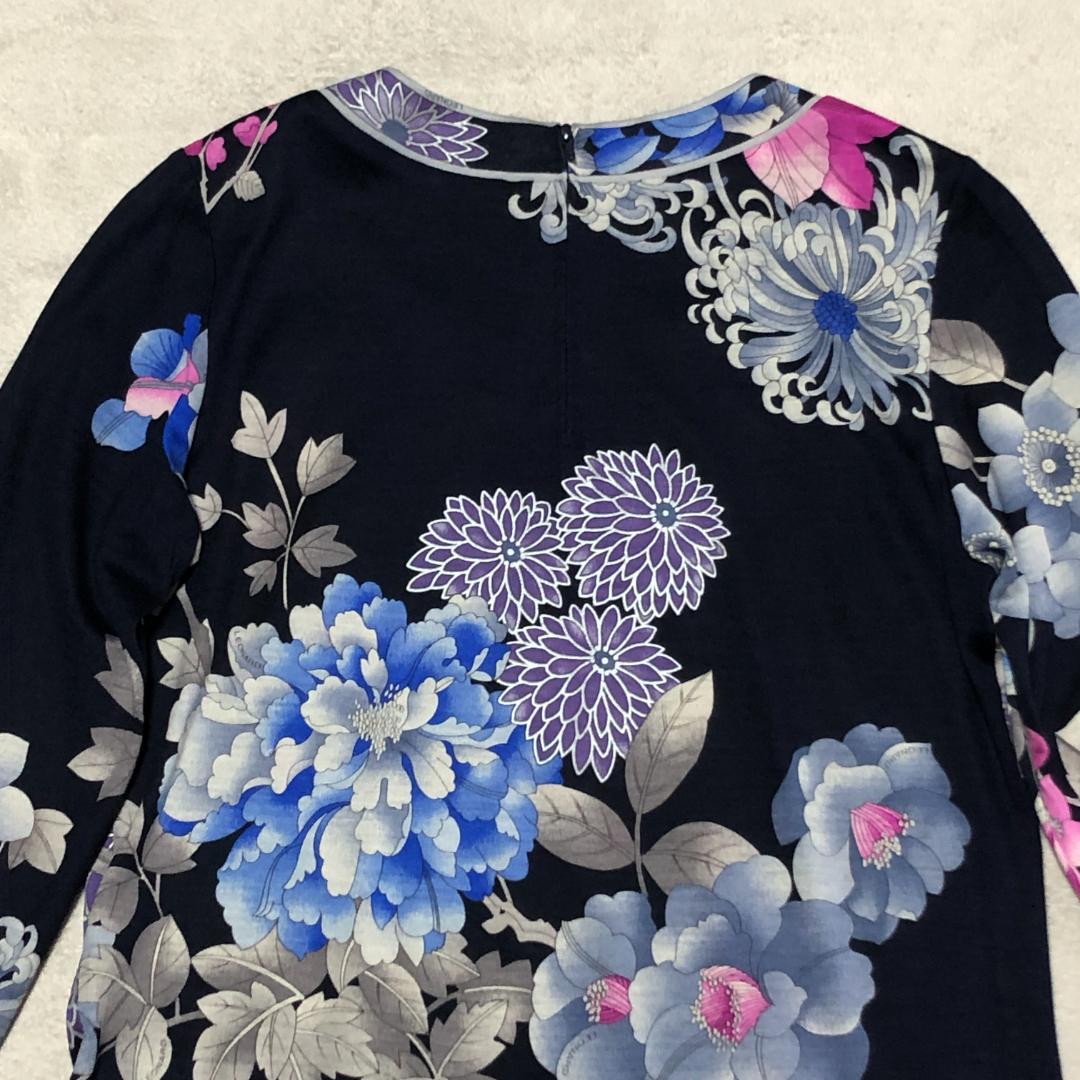 【匿名配送】レオナール 長袖カットソー シルク混 花柄フラワー Mサイズ