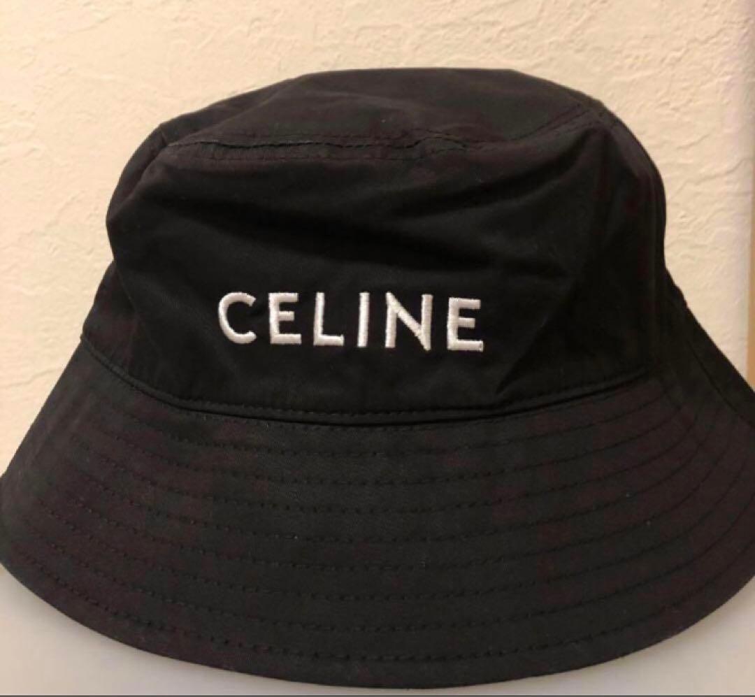 セリーヌ　ロゴバケットハット　ブラックMサイズ