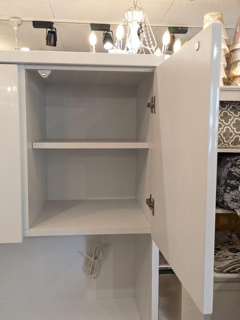 【大容量】 近藤産業 食器棚 ホワイト 幅120㎝ キッチンボード レンジボード