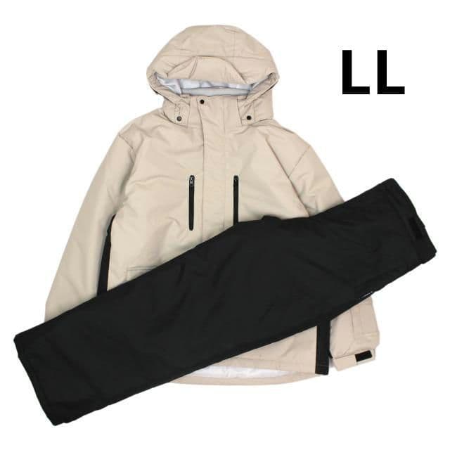 スキーウェア メンズ 上下 耐水圧5000mm チケットホルダー ベージュ LL